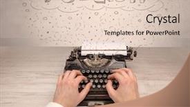  Presentation with medical robot hand and person - Cool new PPT theme with machine related - first person perspective hand writing backdrop and a lemonade colored foreground