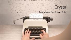  Presentation with first - Slide set featuring machine related - first person perspective hand writing background and a lemonade colored foreground