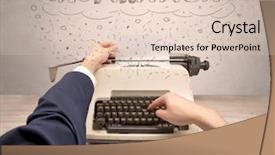  Presentation with first - Slide set featuring machine related - first person perspective hand writing background and a lemonade colored foreground