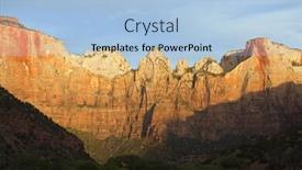  Presentation with light rays - PPT theme with first rays of morning light on the cliffs at zion national park in southern utah background and a light blue colored foreground