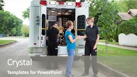  Presentation with ambulance - Cool new slides with first responders - elderly woman thanking ambulance staff backdrop and a gray colored foreground