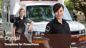  Presentation with emergency first responders - Presentation theme enhanced with first responders - emergency medical workers standing background and a tawny brown colored foreground