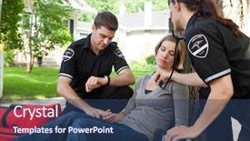  Presentation with emt - Beautiful presentation theme featuring first responders - emt medical professional asses backdrop and a ocean colored foreground