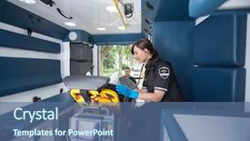  Presentation with first rate - Theme consisting of first responders - emt worker listening to heart background and a ocean colored foreground