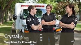  Presentation with ambulance ems - Cool new presentation with first responders - group of 3 ems workers backdrop and a tawny brown colored foreground