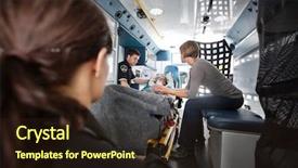  Presentation with first responders - Slide set featuring first responders - interior of ambulance with senior background and a wine colored foreground