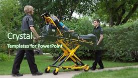  Presentation with first responders - Theme featuring first responders - medical team transporting patient background and a tawny brown colored foreground