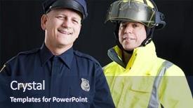  Presentation with first responders - Audience pleasing PPT layouts consisting of first responders - policeman and fireman both photographed backdrop and a navy blue colored foreground