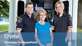  Presentation with ambulance - PPT theme consisting of first responders - two ambulance workers background and a teal colored foreground