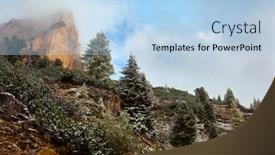  Presentation with powdered - Audience pleasing theme consisting of first-snow-fell-huge-evergreen backdrop and a light blue colored foreground