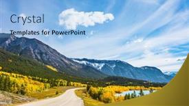  Presentation with green foliage - Presentation theme having first-snow-has-already-fallen background and a light blue colored foreground