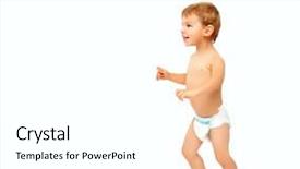  Presentation with 2nd birthday for baby boy - Slide deck with first steps of happy baby background and a  colored foreground