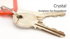  Presentation with lock out tag out key - Presentation design having first time home buyer - house keys and blank tag background and a white colored foreground