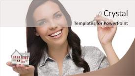  Presentation with white house - Slide deck having first time home buyer - mixed race female presenting house background and a lemonade colored foreground