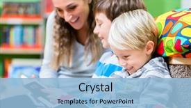  Presentation with kids reading books - Theme having first time in the library background and a light blue colored foreground