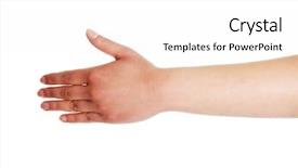  Presentation with waiter hand in white glove - Amazing PPT theme having first time right - empty hand isolated on white backdrop and a white colored foreground