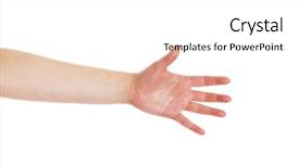  Presentation with empty - PPT theme enhanced with first time right - empty hand isolated on white background and a white colored foreground