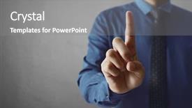  Presentation with symbol - PPT layouts enhanced with first time right - hand symbol pointing up touching background and a gray colored foreground