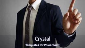  Presentation with symbol - Audience pleasing presentation theme consisting of first time right - hand symbol pointing up touching backdrop and a wine colored foreground