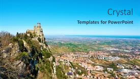  Presentation with first - Slides enhanced with first-tower-of-san-marino background and a cyan colored foreground