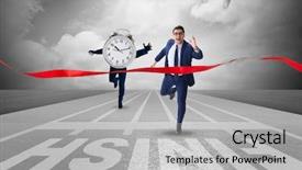  Presentation with first - Theme consisting of first tracks - businessman failing to meet background and a light gray colored foreground