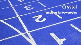  Presentation with starting line red running track - PPT theme featuring first tracks - perspective of starting gride line background and a cobalt blue colored foreground