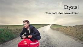  Presentation with driving - Colorful slide deck enhanced with first tracks - young employee driving a toy backdrop and a lemonade colored foreground