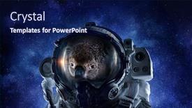  Presentation with first - Slide deck featuring first-trip-to-space-mixed background and a navy blue colored foreground