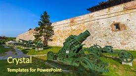  Presentation with world war - Presentation design enhanced with first world war - military museum in kalemegdan belgrade background and a tawny brown colored foreground