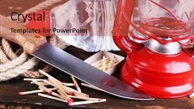  Presentation with firstaid - Amazing PPT theme having firstaid - emergency preparation equipment on wooden backdrop and a red colored foreground