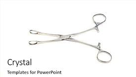  Presentation with stainless steel - PPT layouts with firstaid - medical stainless steel scissors isolated background and a white colored foreground