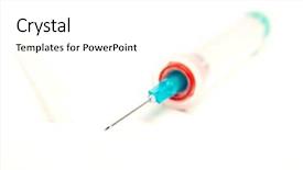  Presentation with firstaid - Cool new slide deck with firstaid - medical syringe isolated over white backdrop and a white colored foreground