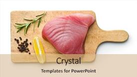  Presentation with fish tuna - Beautiful slides featuring fish - fresh raw tuna steak backdrop and a coral colored foreground