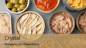  Presentation with food fish - Cool new presentation theme with fish - open tin cans with different backdrop and a coral colored foreground