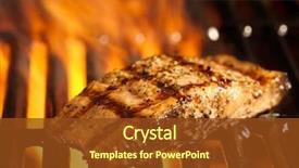  Presentation with salmon fish - Presentation theme having fish - salmon fillet on the grill background and a tawny brown colored foreground