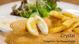  Presentation with chip - Beautiful slides featuring fish and chip with green backdrop and a gold colored foreground
