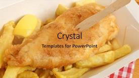  Presentation with fish carton - Presentation consisting of fish and chips in takeaway background and a gold colored foreground