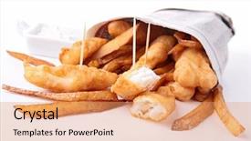  Presentation with chip - Slide deck featuring fish and chips isolated background and a coral colored foreground