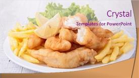  Presentation with fish and chips - PPT layouts with fish and chips with salad background and a sky blue colored foreground