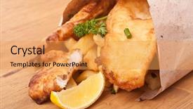  Presentation with chip - Beautiful slides featuring fish and chips wrapped backdrop and a yellow colored foreground