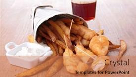  Presentation with fish - PPT theme consisting of fish and chips background and a coral colored foreground