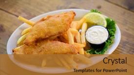  Presentation with fish - Presentation theme having fish and chips background and a gold colored foreground