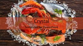  Presentation with salmon fish - Beautiful PPT theme featuring fish and other shells serve backdrop and a red colored foreground