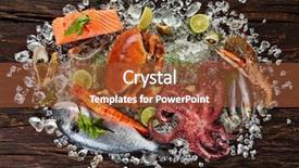  Presentation with salmon fish - Slides with fish and other shells serve background and a tawny brown colored foreground