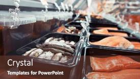  Presentation with large market - Presentation design consisting of fish-and-seafood-stall background and a tawny brown colored foreground