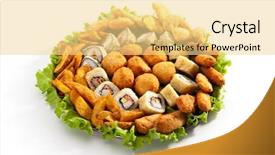  Presentation with deep - Presentation with fish ball - deep fried food with fresh background and a blonde colored foreground