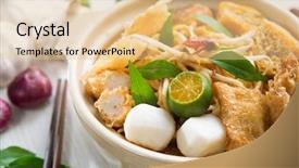  Presentation with curry - Cool new PPT theme with popular traditional spicy noodle soup backdrop and a lemonade colored foreground
