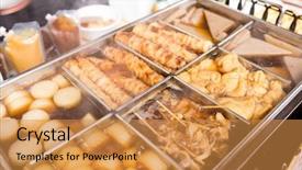  Presentation with japanese - Slide set consisting of japan fish - oden japanese dishes background and a gold colored foreground