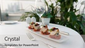  Presentation with tapioca - Amazing presentation having appatiser - smoked meat sesame cheese ball backdrop and a light gray colored foreground