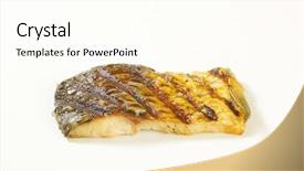  Presentation with grilled - Beautiful slides featuring fish bone - grilled carp fillet on white backdrop and a cream colored foreground